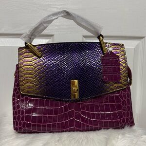 💗 *NEW* Elegant Purple and Gold‎ Croc-Embossed Women's Bag